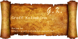 Greff Kolombina névjegykártya